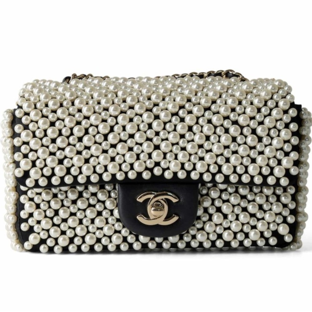 CHANEL Black and Pearl Embellished Shoulder Bag